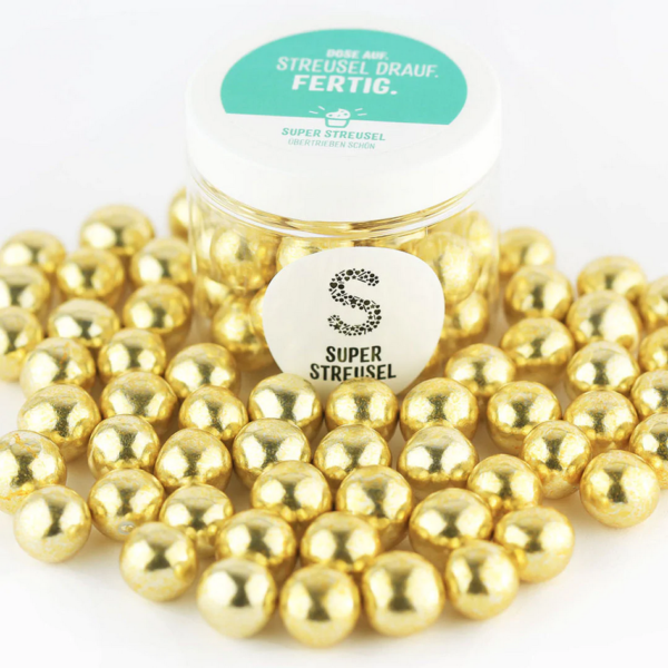 Čokoládové perly XL 130g zlaté - Super Streusel