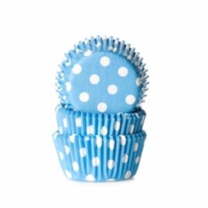 Cukrářský košíček mini světle modrý puntíkovaný 60ks - House of Marie