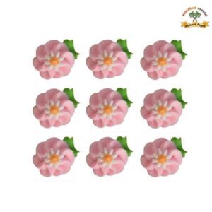 Cukrová dekorace květy růžové na platíčku 9ks - Fagos