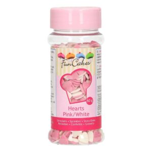 Cukrová srdíčka bílo růžová 60g - FunCakes