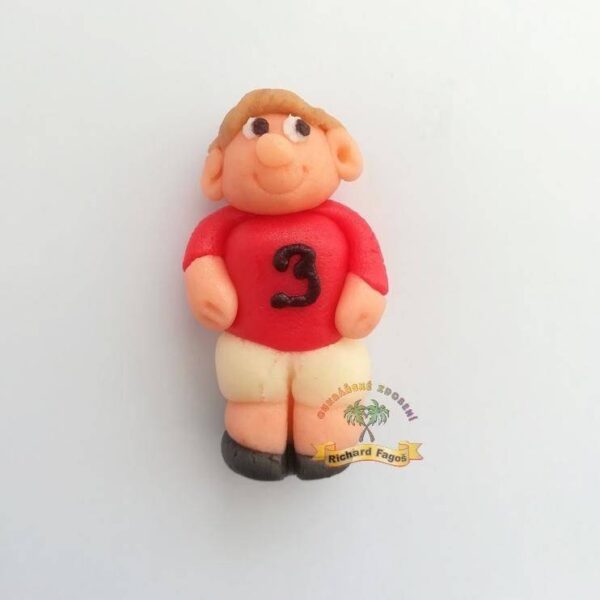 Figurka na dort fotbalista červený dres 6cm z kokosové hmoty - Fagos