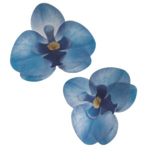 Květy z jedlého papíru orchidej modrá 10ks - Dekora