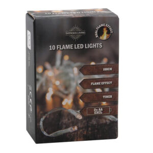 HIT Světelný řetěz s časovačem 10LED efekt plamene 100cm