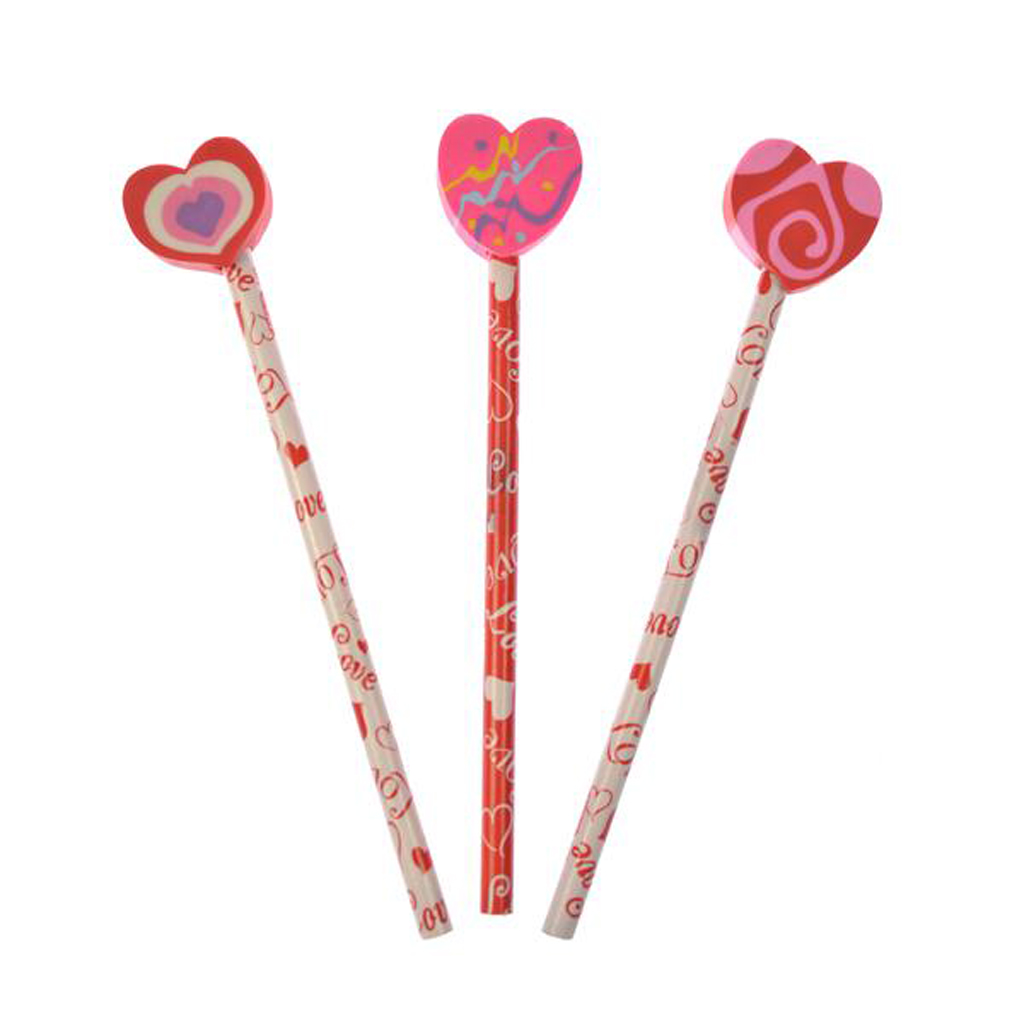 Arpex Valentýnská tužka s gumou 19cm 3ks