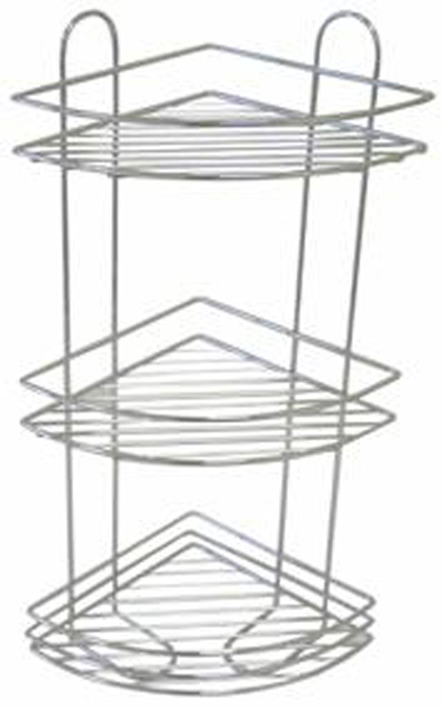 Rohová třípatrová polička do koupelny TORO 58x31cm