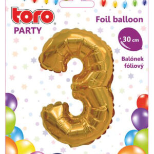 Balónek foliový TORO číslice 3 30cm