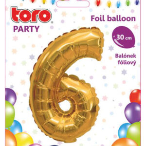 Balónek foliový TORO číslice 6 30cm