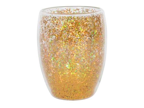 HIT Sklenice s dvojitým sklem 350ml zlaté konfety