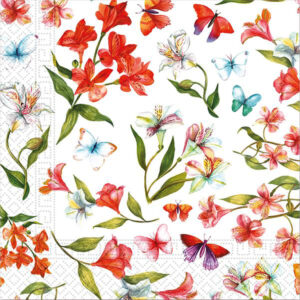 PROCOS Papírové ubrousky 33x33cm 3vrstvé květiny a motýly 20ks