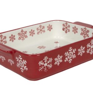 HIT PEKÁČ ČERVENÝ S BÍLÝMI SNĚHOVÝMI VLOČKAMI 28*18