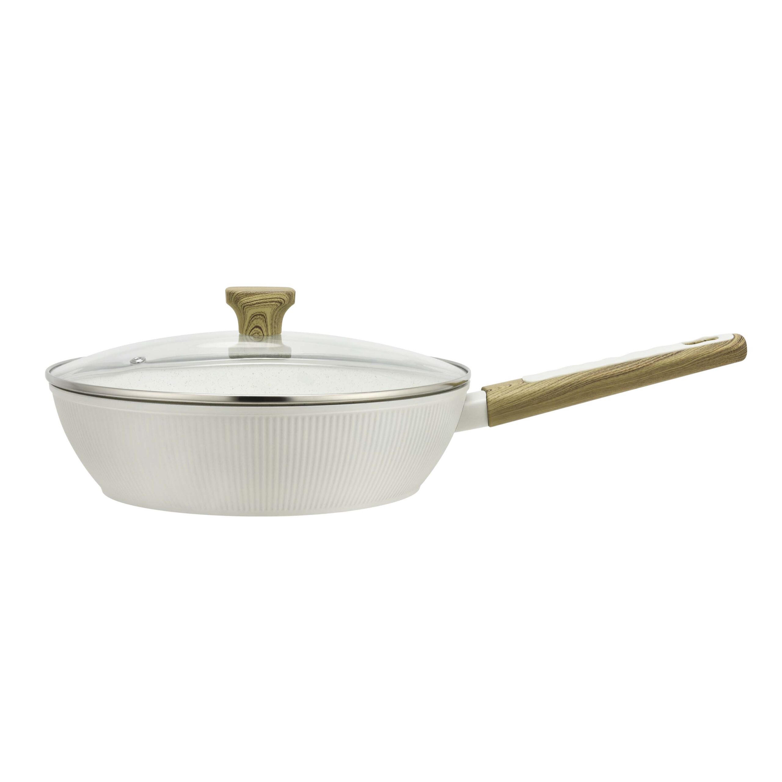 Hluboká pánev s poklicí KITCHISIMO Bianco 28cm nepřilnavý povrch
